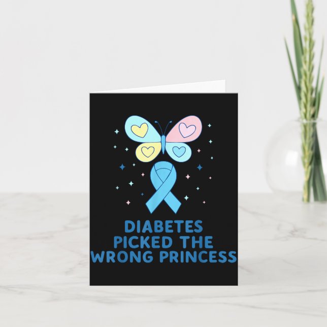 T1d Diabetes Warrior Butterfly Princess Diabetes A Card (Front)