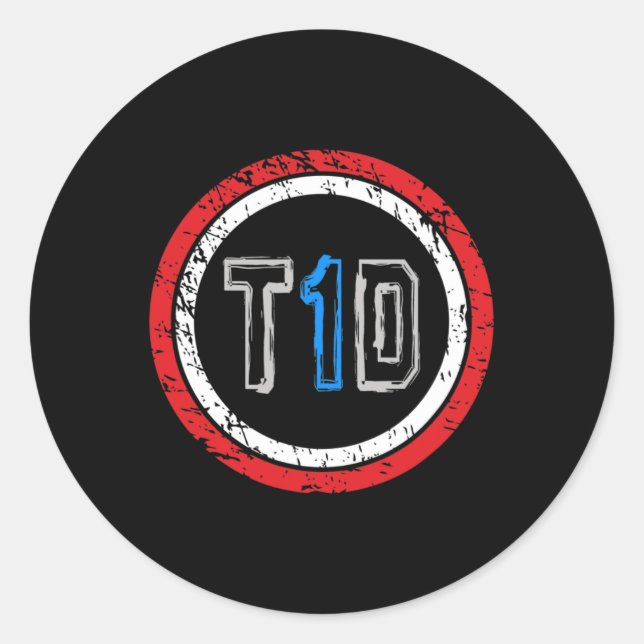 T1d Emblem Type 1 Diabetes Awareness  Classic Round Sticker (Front)