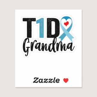 T1D Grandma Diabetes Awareness Ribbon Family Gift Sticker