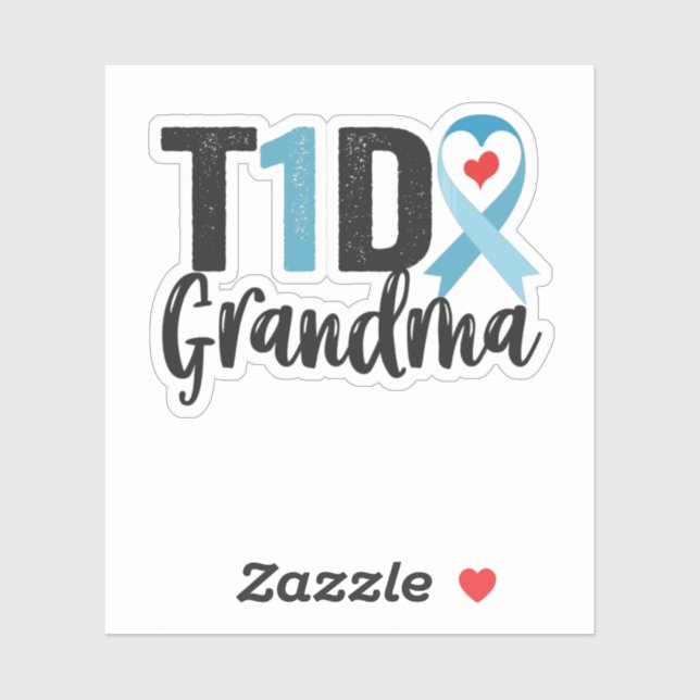 T1D Grandma Diabetes Awareness Ribbon Family Gift Sticker (Sheet)