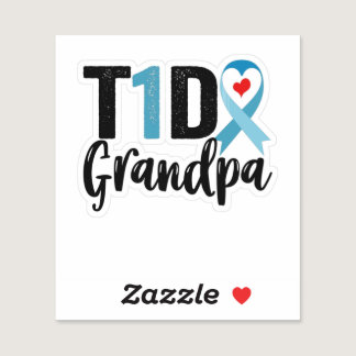 T1D Grandpa Diabetes Awareness Ribbon Family Gift Sticker