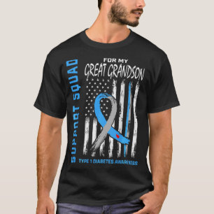 T1D Great Grandson Type 1 Diabetes Awareness Flag  T-Shirt