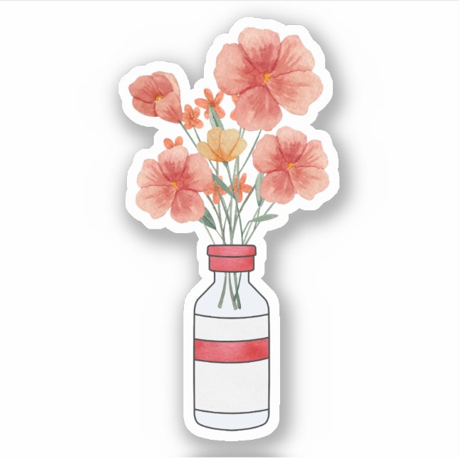 T1D Humalog Insulin Flowers, Diabetes, Type 1 Sticker (Front)