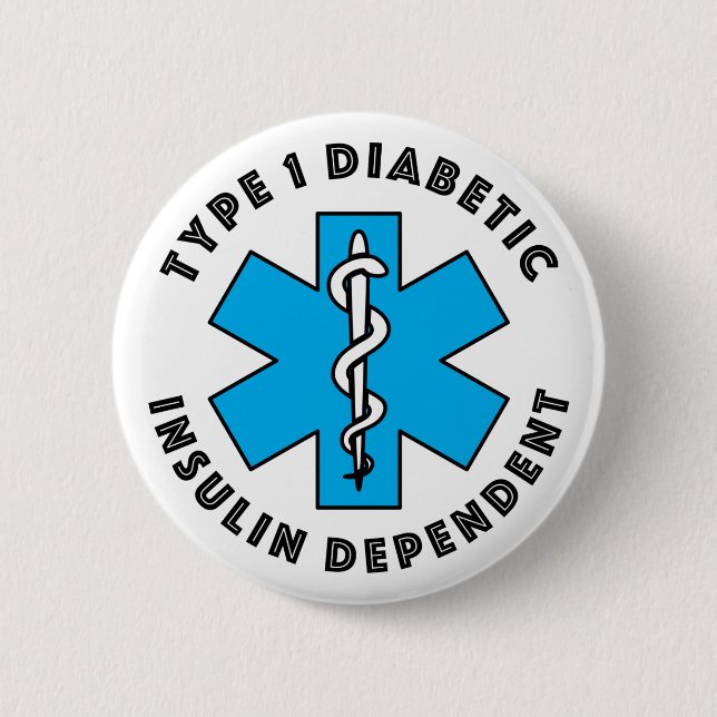 T1d Medical Alert [Cyan] Button (Front)