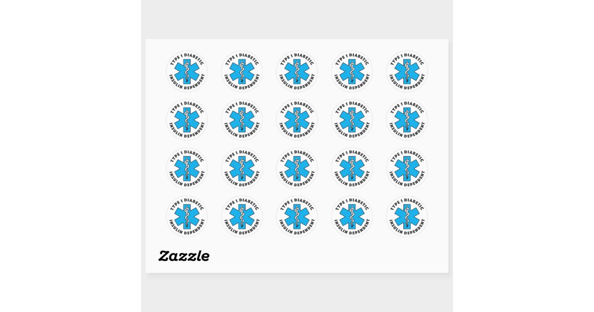 T1d Medical Alert [Cyan] Classic Round Sticker | Zazzle
