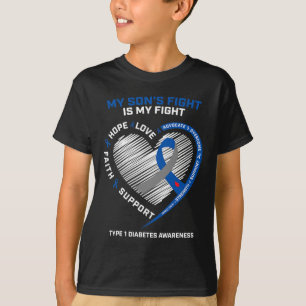 T1D Mom Dad My Son's Fight Type 1 Diabetes Awarene T-Shirt