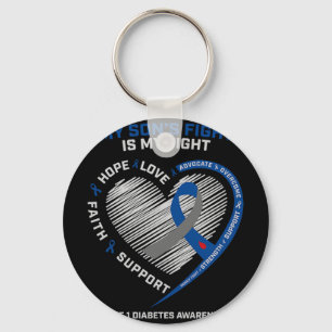 T1d Mom Dad My Sons Fight Type 1 Diabetes Awarenes Keychain