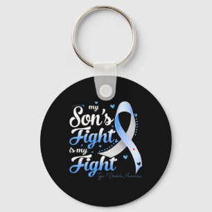 T1d Mom Dad Parents My Son's Fight Type 1 Diabetes Keychain