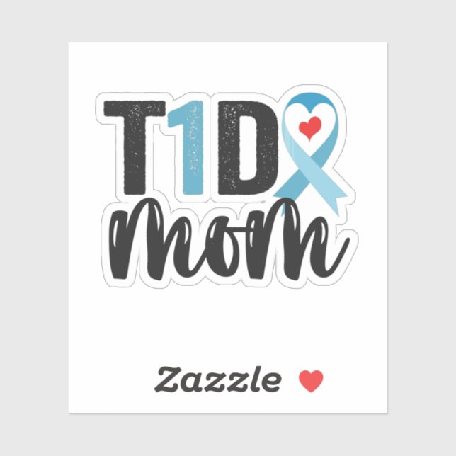 T1D Mom Diabetes Awareness Ribbon Family Gift Sticker (Sheet)