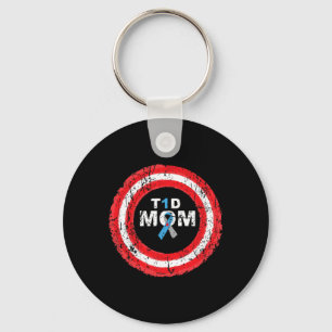 T1d Mom Diabetes Awareness Ribbon Ring Keychain