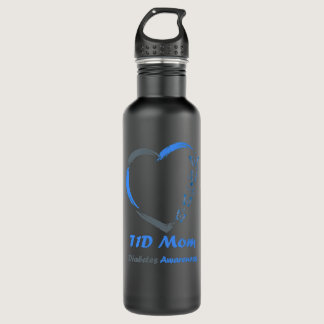 T1D Mom Diabetes Awareness Support Warrior Gift  Stainless Steel Water Bottle