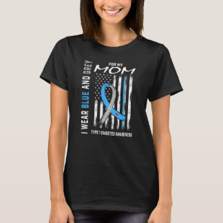 T1d Mom Type 1 Diabetes Awareness American Flag Gr T-Shirt