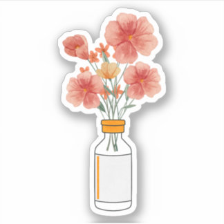 T1D Novolog Insulin Flowers, Diabetes, Type 1 Sticker