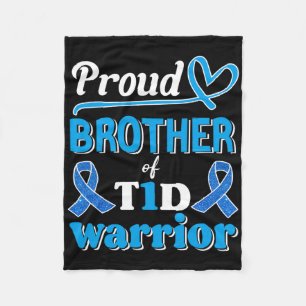 T1d Proud Brother Diabetes Awareness Blue Ribbon Fleece Blanket