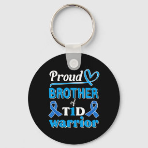 T1d Proud Brother Diabetes Awareness Blue Ribbon  Keychain