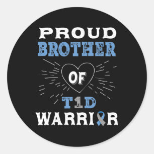 T1d Proud Brother Diabetes Awareness Type 1 Insuli Classic Round Sticker