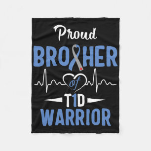 T1d Proud Brother Diabetes Awareness Type 1 Insuli Fleece Blanket