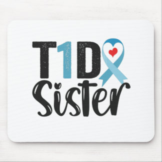 T1D Sister Diabetes Awareness Ribbon Family Gift Mouse Pad