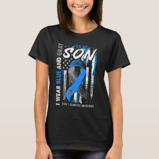 T1D Son Type 1 One Diabetes Awareness American Fla T-Shirt