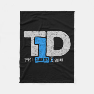 T1d Type 1 Diabetes Squad Awareness Ribbon Gift Fleece Blanket