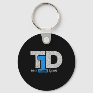 T1d Type 1 Diabetes Squad Awareness Ribbon Gift Keychain