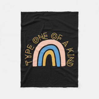 T1d Type One Of A Kind Diabetes Rainbow Awareness Fleece Blanket