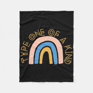 T1d Type One Of A Kind Diabetes Rainbow Awareness Fleece Blanket