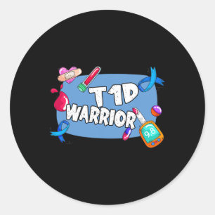 T1d Warrior Diabetes Type 1 T1 Support Classic Round Sticker