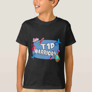 T1d Warrior Diabetes Type 1 T1 Support T-Shirt