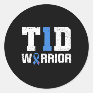 T1D Warrior Diabetes Warrior Diabetes Awareness  Classic Round Sticker