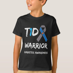 T1d Warrior Type 1 Diabetes Awareness Blue Ribbon T-Shirt