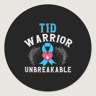 T1D Warrior Unbreakable Diabetes Awareness Month B Classic Round Sticker