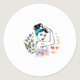 T1D Warrior Woman Type 1 Diabetes Awareness Blue Classic Round Sticker