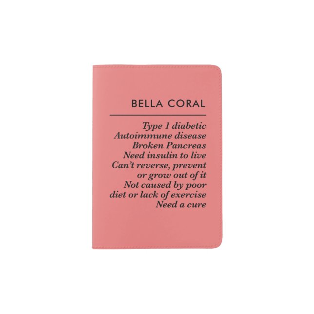 T1dTruth (Coral) Passport Holder (Front)