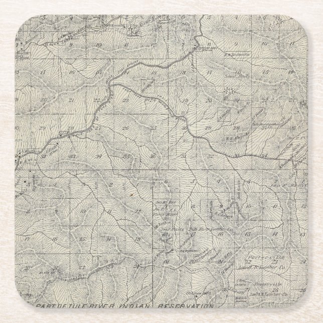 T2021S R3031E Tulare County Section Map Square Paper Coaster (Front)