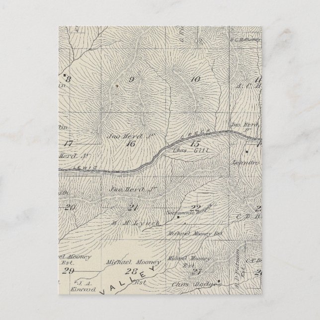 T20S R28E Tulare County Section Map Postcard (Front)