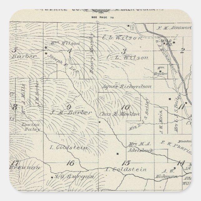 T20S R29E Tulare County Section Map Square Sticker (Front)