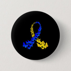 T21 Butterfly World Down Syndrome Day Women Kids  Button