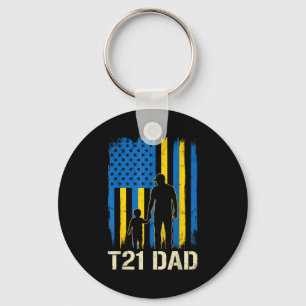 T21 dad american flag silhouette down syndrome keychain