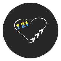 T21 Heart Three Arrows Down Syndrome Awareness Cos Classic Round Sticker