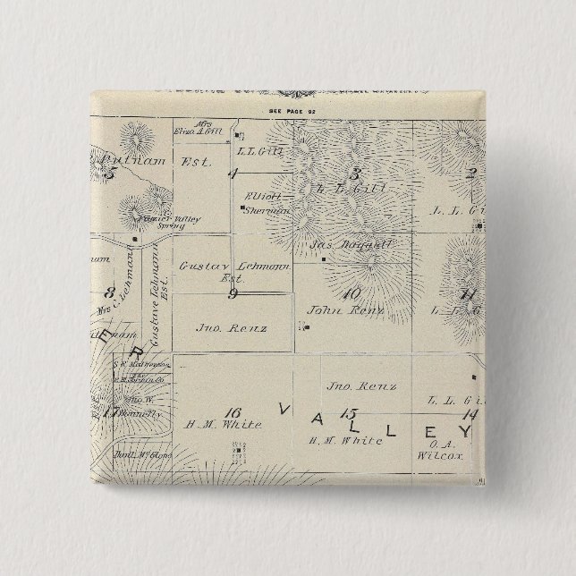 T21S R28E Tulare County Section Map Pinback Button (Front)