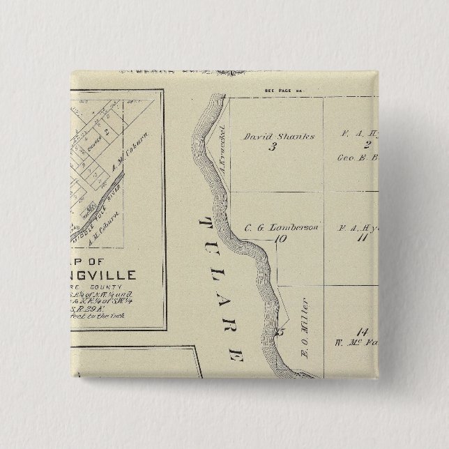 T22S R22E Tulare County Section Map Pinback Button (Front)