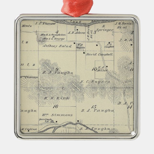 T22S R28E Tulare County Section Map Metal Ornament (Front)