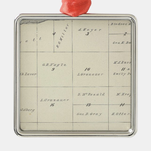 T23S R22E Tulare County Section Map Metal Ornament (Front)