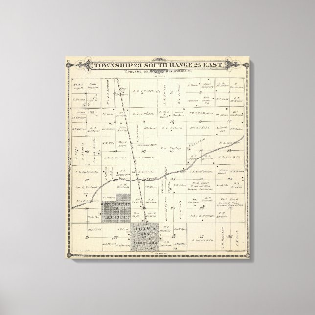 T23S R25E Tulare County Section Map Canvas Print (Front)