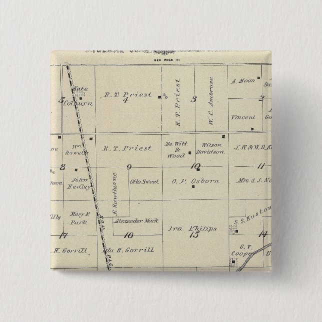 T23S R25E Tulare County Section Map Pinback Button (Front)