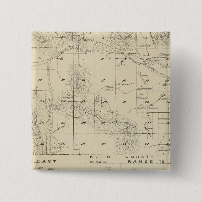 T24S R1619E Tulare County Section Map Pinback Button (Front)