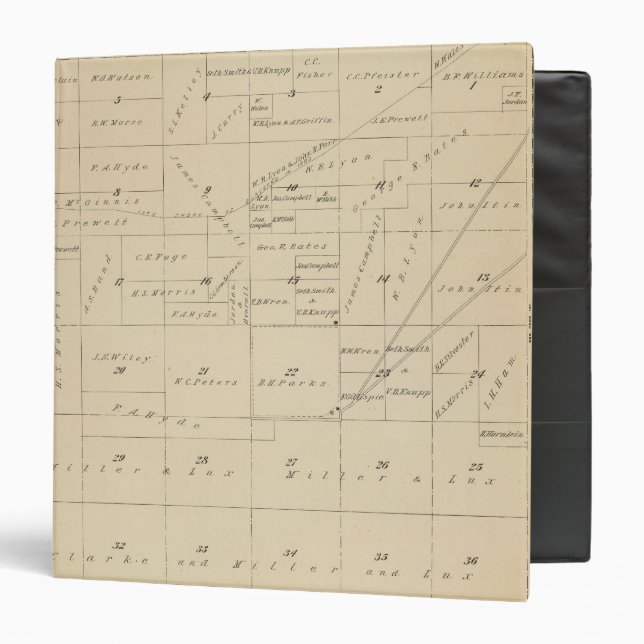 T24S R22E Tulare County Section Map 3 Ring Binder (Front/Inside)