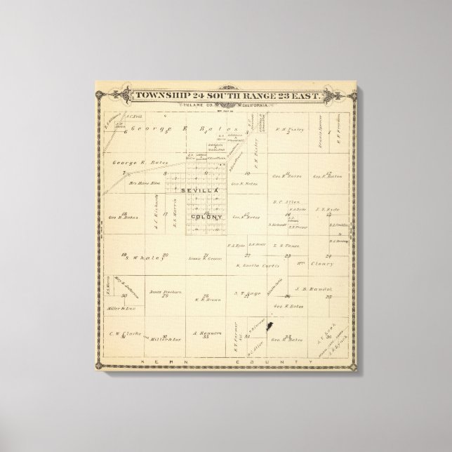 T24S R23E Tulare County Section Map Canvas Print (Front)