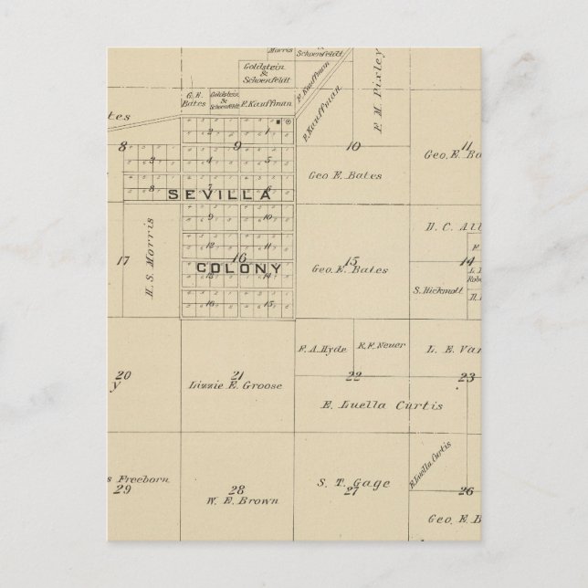 T24S R23E Tulare County Section Map Postcard (Front)